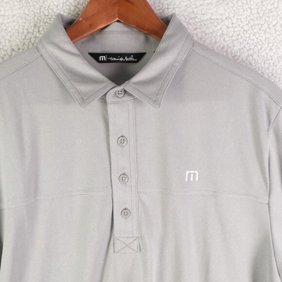 Travis Mathew Polo Mens Medium Gray Golf Performance Knit Stretch Preppy - Picture 2 of 9